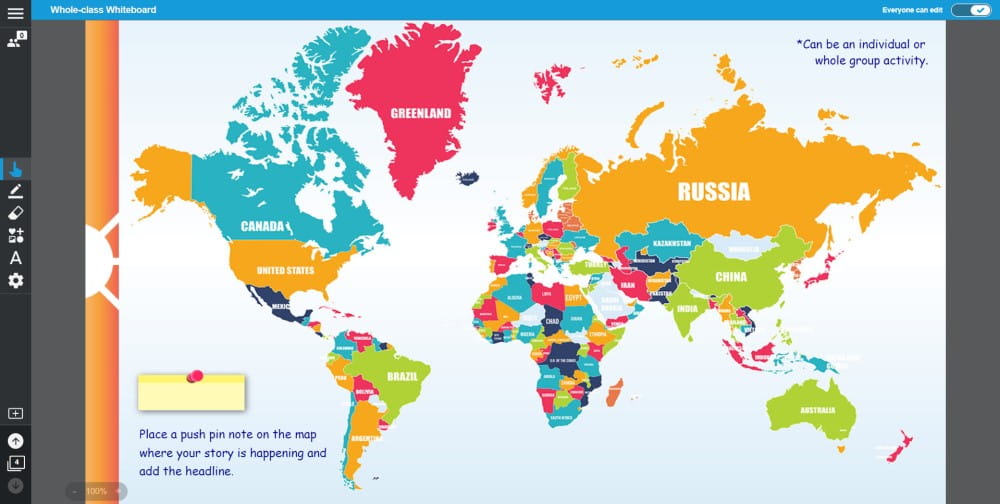 An image showing a map on display, likely as part of a group activity. 