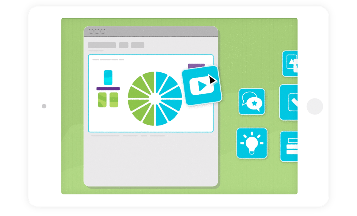 Interactive learning platform showcasing customizable lesson content and educational resources.