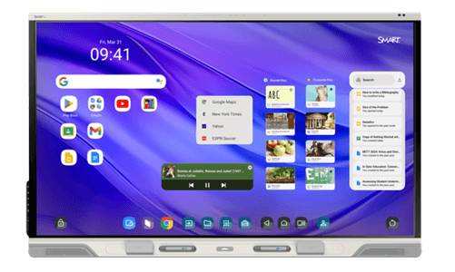 SMART Board with Google apps on display, highlighting its integration capabilities in educational settings.