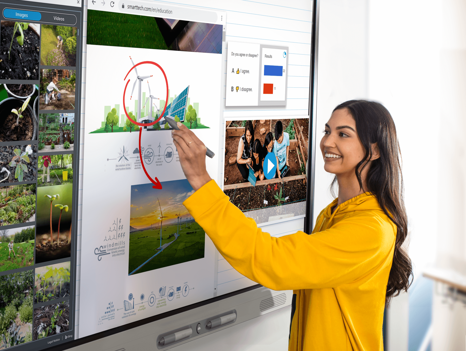 Teacher presenting with SMART interactive display